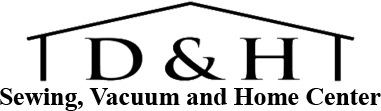 d h sewing vacuum and home center logo