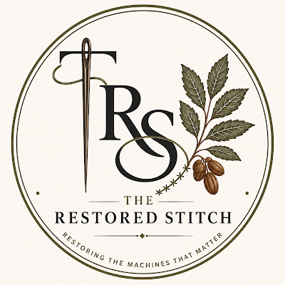 the restored stitch sewing machine repair logo